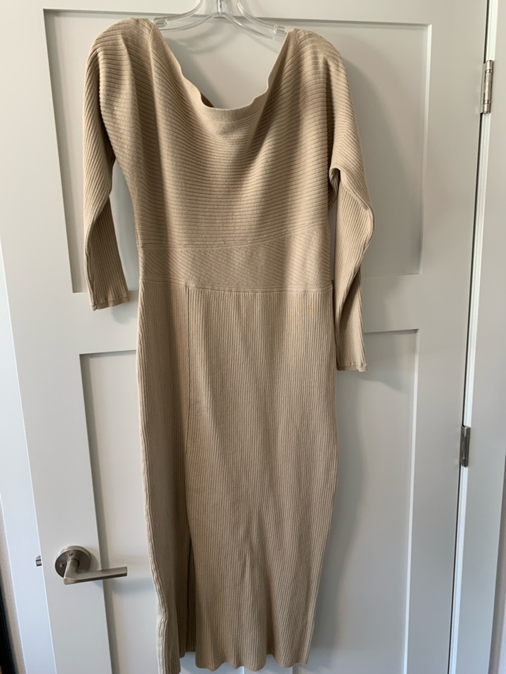 Anthropologie Beige Ribbed Midi Dress